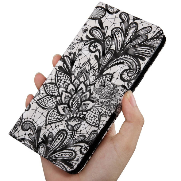 Huawei Honor Play 9A 3D Painting Pattern Coloured Drawing Horizontal Flip PU Leather Case with Holder & Card Slots & Wallet & Lanyard(Black Lace)