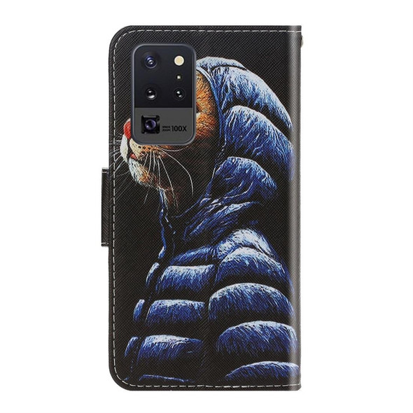 Samsung Galaxy Note20 Ultra 3D Colored Drawing Horizontal Flip PU Leather Case with Holder & Card Slots & Wallet(Down Jacket Cat)