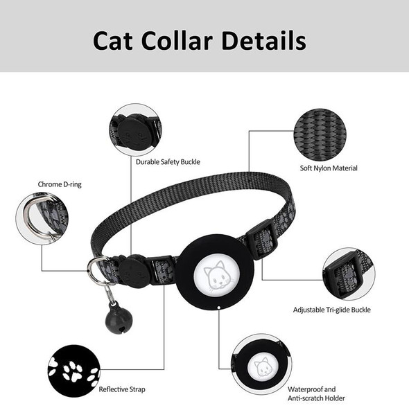 Pet Cat Reflective Collar with Bell for Airtag Tracker(Light Green)