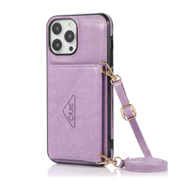 Cross-body Card Bag Phone Case - iPhone 14 Pro Max(Purple)