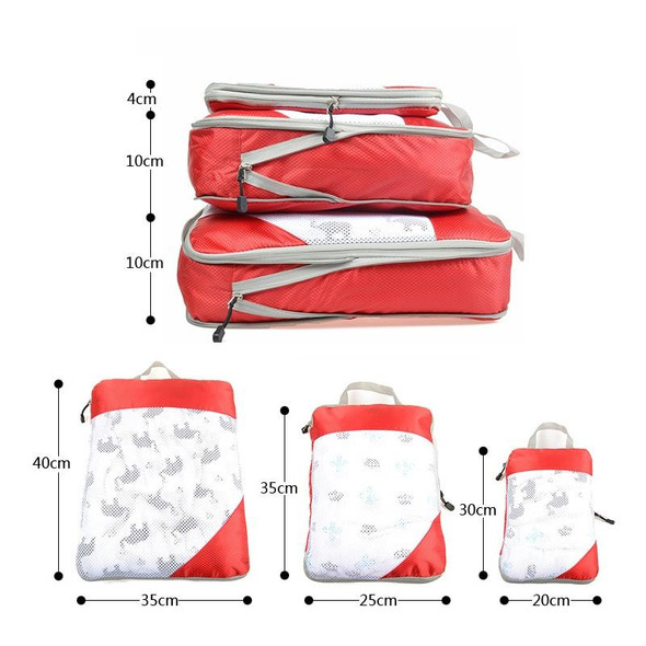 3 PCS/Set Travel Waterproof Compression Clothes Storage Bag(Red With Net)