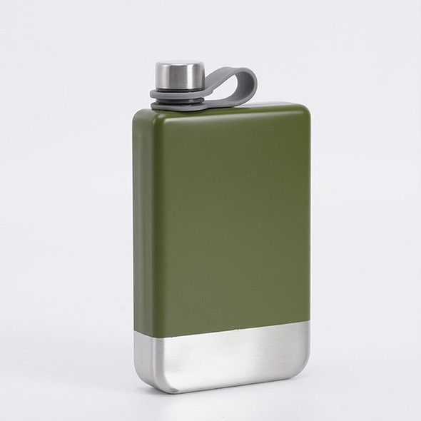 9oz Portable 304 Stainless Steel Flagon Whiskey Vodka Wine Pot Hip Flask(Military Green)