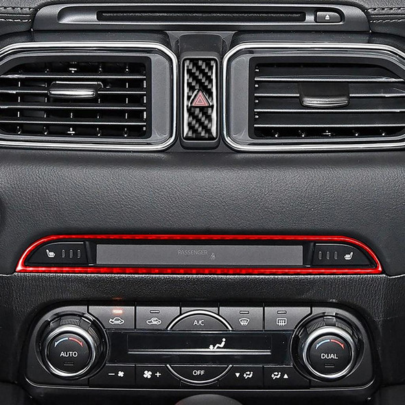 Car Carbon Fiber Central Control Panel Decorative Sticker for Mazda CX-5 2017-2018, Left and Right Drive (Red)