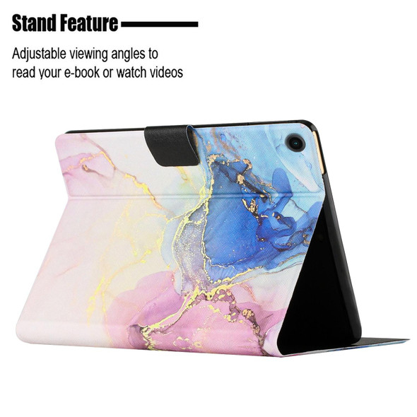 Samsung Galaxy Tab A8 Marble Pattern Smart Leather Tablet Case(Pink Blue)