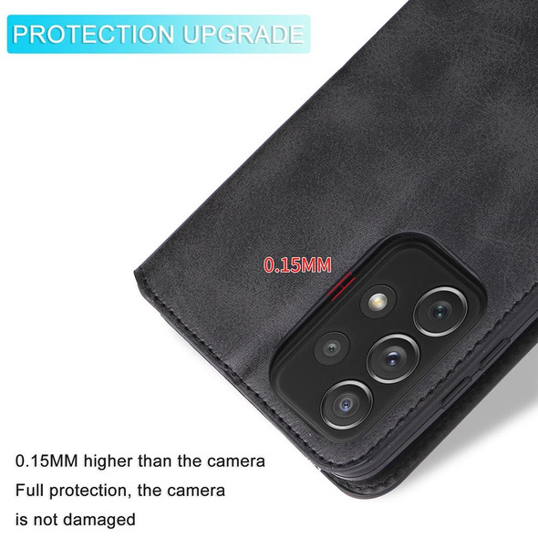 Samsung Galaxy A73 5G JUNSUNMAY Calf Texture Leather Phone Case(Black)