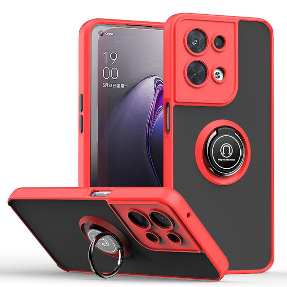 OPPO Reno8 Pro+ Q Shadow 1 Series TPU + PC Phone Case with Ring Holder(Red)