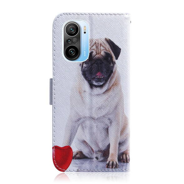 Xiaomi Redmi K40 / K40 Pro / Poco F3 Coloured Drawing Horizontal Flip Leather Case, with Holder & Card Slots & Wallet(Pug)
