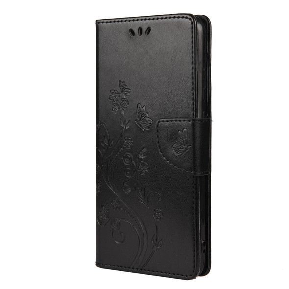 Xiaomi Redmi Note 10 5G Butterfly Flower Pattern Horizontal Flip Leather Case with Holder & Card Slots & Wallet(Black)