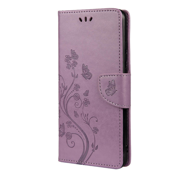 Xiaomi Redmi Note 10 Pro Butterfly Flower Pattern Horizontal Flip Leather Case with Holder & Card Slots & Wallet(Light Purple)