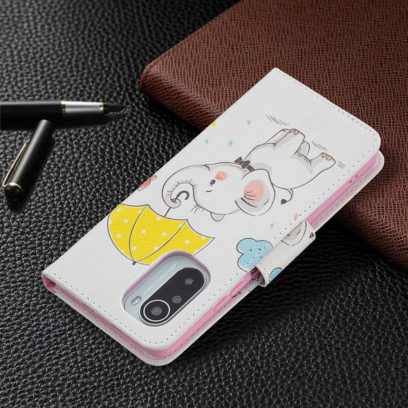 Xiaomi Mi 11i / Poco F3 / Redmi K40 Colored Drawing Pattern Horizontal Flip Leather Case with Holder & Card Slots & Wallet(Umbrella Elephant)