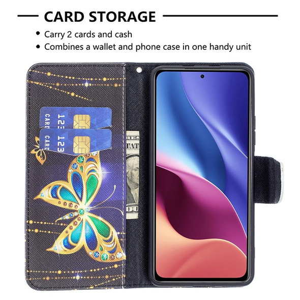 Xiaomi Mi 11i / Poco F3 / Redmi K40 Colored Drawing Pattern Horizontal Flip Leather Case with Holder & Card Slots & Wallet(Big Butterfly)