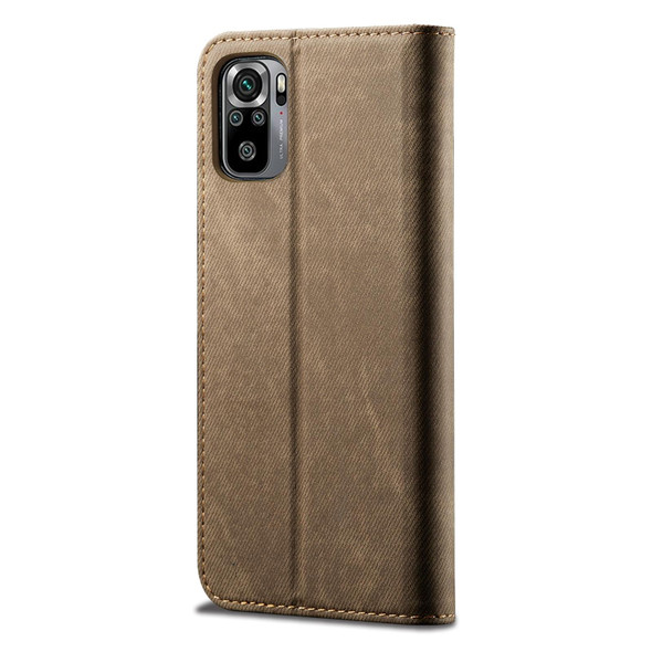 Xiaomi Redmi Note 10 / Note 10S Denim Texture Casual Style Horizontal Flip Leather Case with Holder & Card Slots & Wallet(Khaki)