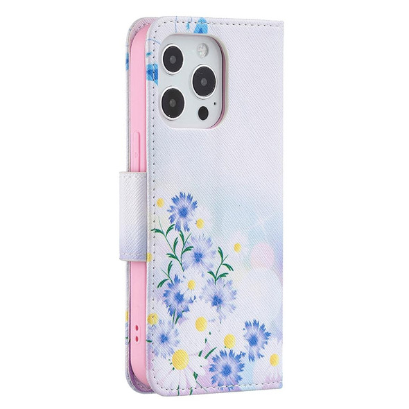 Colored Drawing Pattern Horizontal Flip Leatherette Case with Holder & Card Slots & Wallet - iPhone 13 Pro(Butterfly Love)