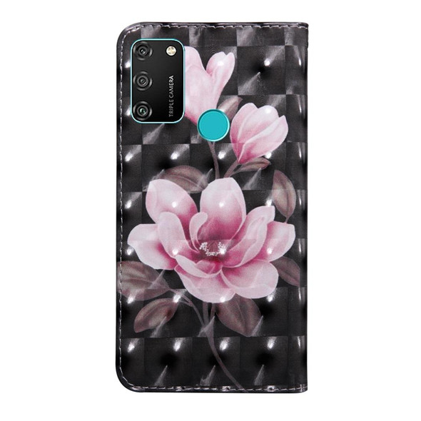 Huawei Honor Play 9A 3D Painting Pattern Coloured Drawing Horizontal Flip PU Leather Case with Holder & Card Slots & Wallet & Lanyard(Pink Flower)