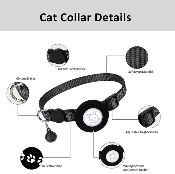 Pet Cat Reflective Collar with Bell for Airtag Tracker(Rose Red)