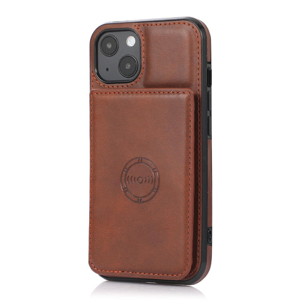 Calf Texture Magnetic Card Bag Case - iPhone 14 Max(Coffee)