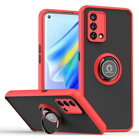 OPPO A74 4G Q Shadow 1 Series TPU + PC Phone Case with Ring Holder(Red)