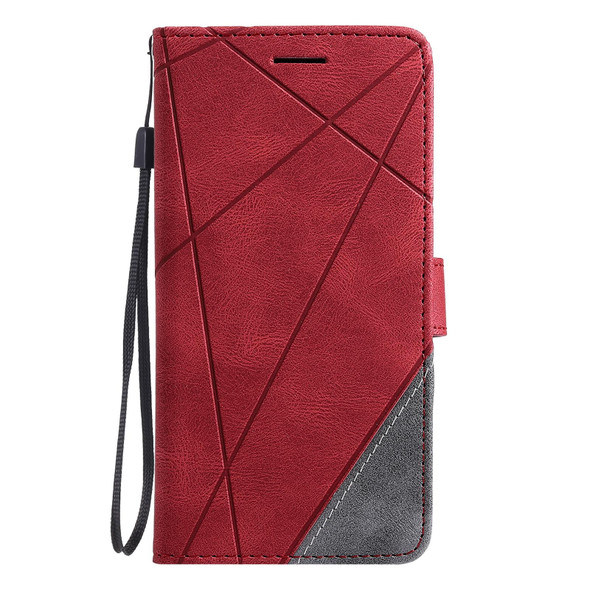 OPPO Reno5 5G Skin Feel Splicing Horizontal Flip Leather Case with Holder & Card Slots & Wallet & Photo Frame(Red)
