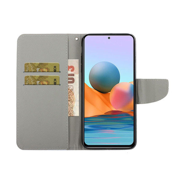 Xiaomi Redmi Note 10 Pro Coloured Drawing Pattern Horizontal Flip PU Leather Case with Holder & Card Slots & Wallet & Lanyard(Rose Wolf)