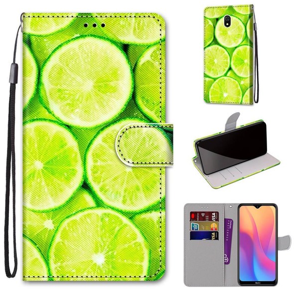 Xiaomi Redmi 8A Coloured Drawing Cross Texture Horizontal Flip PU Leather Case with Holder & Card Slots & Wallet & Lanyard(Green Lemon)