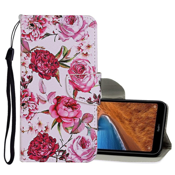 Xiaomi Redmi Note 8 Colored Drawing Pattern Horizontal Flip Leather Case with Holder & Card Slots & Wallet(Peony)