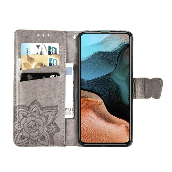 Xiaomi Redmi K30 Pro Butterfly Love Flower Embossed Horizontal Flip Leather Case with Bracket / Card Slot / Wallet / Lanyard(Gray)