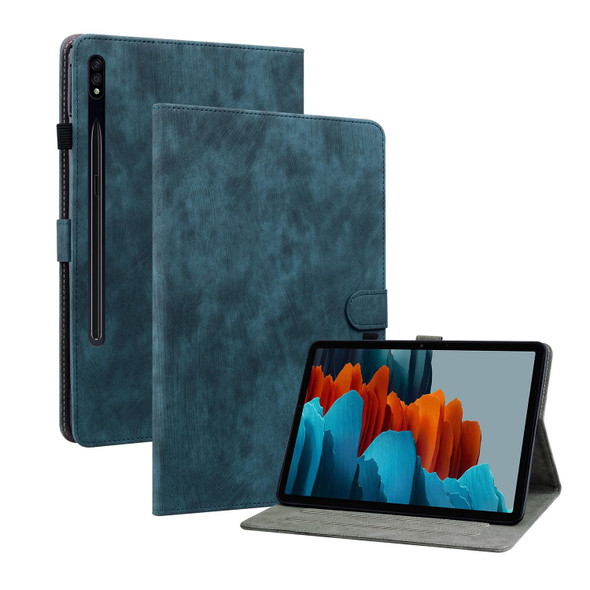 Samsung Galaxy Tab S7+/Tab S8+/S7 FE Tiger Pattern PU Tablet Case(Dark Blue)