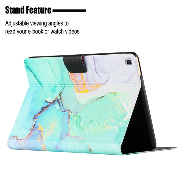 Samsung Galaxy Tab A7 10.4 2020 T500 Marble Pattern Smart Leather Tablet Case(Green)