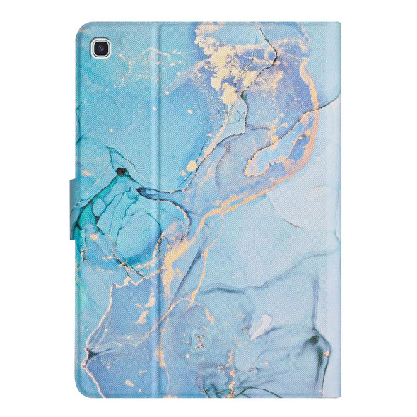 Samsung Galaxy Tab A7 10.4 2020 T500 Marble Pattern Smart Leather Tablet Case(Blue)