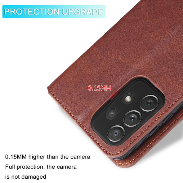 Samsung Galaxy A73 5G JUNSUNMAY Calf Texture Leather Phone Case(Brown)