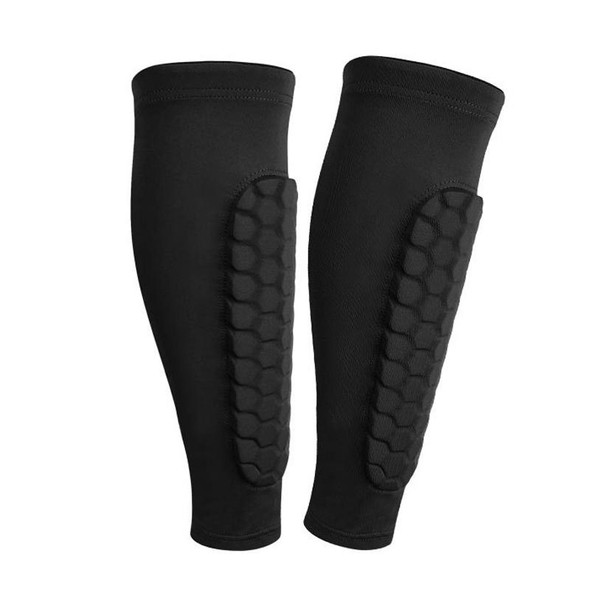 2PCS Sports Outdoor Basketball Ride Honeycomb Anti -Collision Leg Protection  L (Black