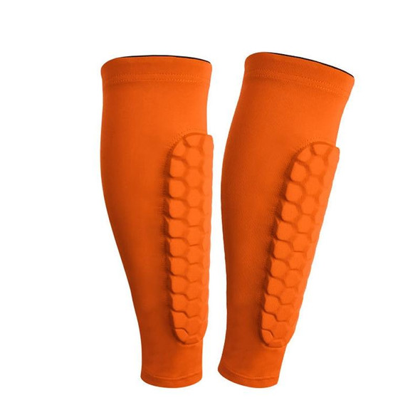 2PCS Sports Outdoor Basketball Ride Honeycomb Anti -Collision Leg Protection L (Orange )