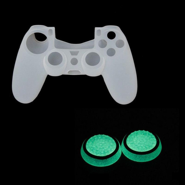 10 PCS Gamepad Silicone Luminous Button Cap Rocker Cap - PS5/PS4/PS3/ONE/360/PRO/series X/S(Black Green Circle)