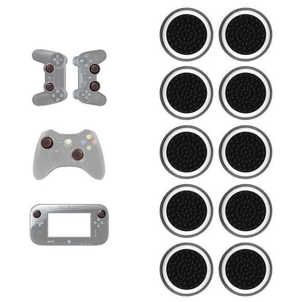 10 PCS Gamepad Silicone Luminous Button Cap Rocker Cap - PS5/PS4/PS3/ONE/360/PRO/series X/S(Black White Circle)