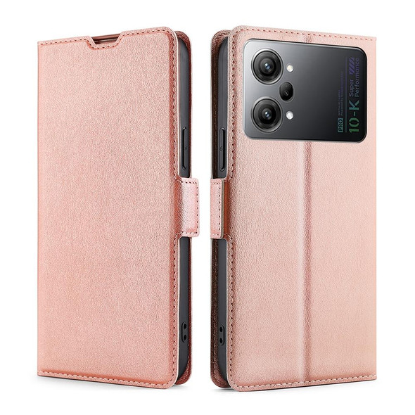 OPPO K10 Pro 5G Ultra-thin Voltage Side Buckle Horizontal Flip Leather Phone Case(Rose Gold)