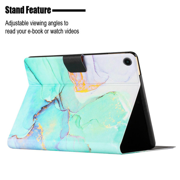 Samsung Galaxy Tab A8 Marble Pattern Smart Leather Tablet Case(Green)