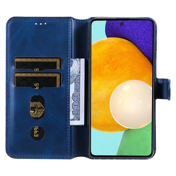 Samsung Galaxy A73 5G JUNSUNMAY Calf Texture Leather Phone Case(Blue)