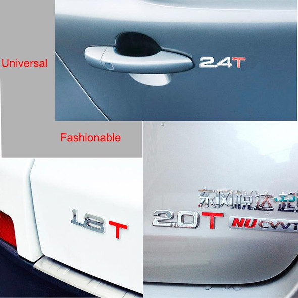 3D Universal Decal Chromed Metal 2.5T Car Emblem Badge Sticker Car Trailer Gas Displacement Identification, Size: 8.5x2.5 cm