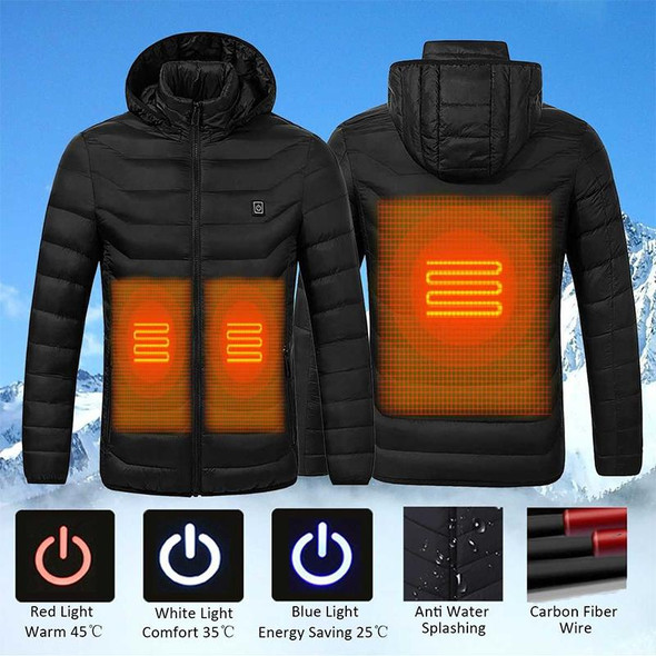 Winter Smart Electric Heating Hooded Jacket, Size:L(Black)