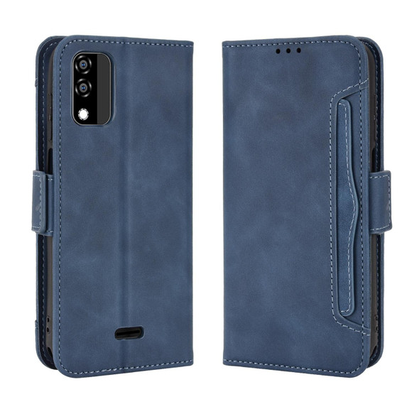 BLU C5 Max 2022 Skin Feel Calf Texture Card Slots Leatherette Phone Case(Blue)