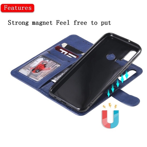 Huawei nova 5i Solid Color Horizontal Flip Protective Case with Holder & Card Slots & Wallet & Photo Frame & Lanyard(Blue)