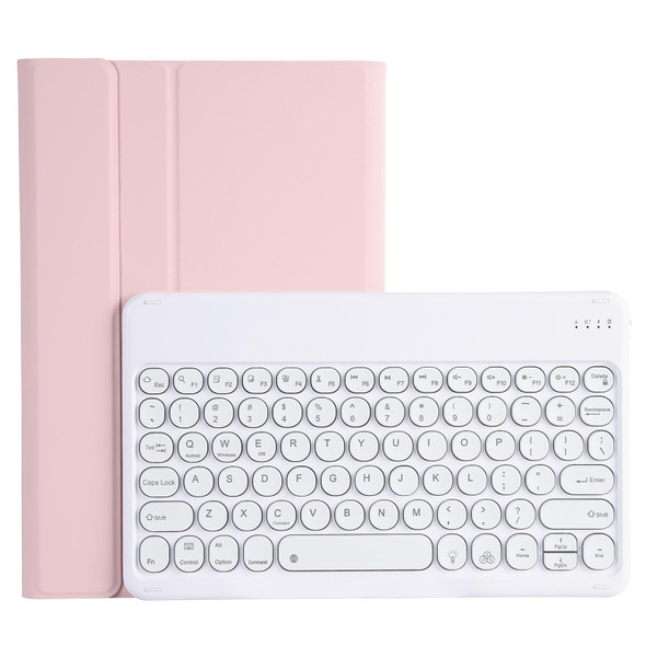 Lenovo Pad Pro 11.5 inch 2021 TB-J716F / Tab P11 Pro 11.5 inch TB-J706F YAM13 Backlight Style Lambskin Texture Detachable Round Keycap Bluetooth Keyboard Leather Tablet Case with Holder(Pink)