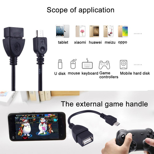 Micro USB Male to USB 2.0 Female OTG Converter Adapter Cable, - Samsung, Sony, Meizu, Xiaomi, and other Smartphones(Black)