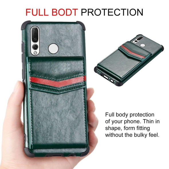 Huawei P smart Z Flip Card Bag Copper Buckle TPU + PU Leather Back Cover Shockproof Case with Card Slots & Photo Frame(Green)