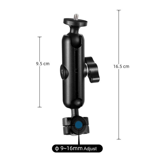 9cm Connecting Rod 20mm Ball Head Motorcycle Rearview Mirror Fixed Mount Holder with Tripod Adapter & Screw for GoPro HERO10 Black / HERO9 Black / HERO8 Black /HERO7 /6 /5, DJI Osmo Action,Xiaoyi and Other Action Cameras(Black)
