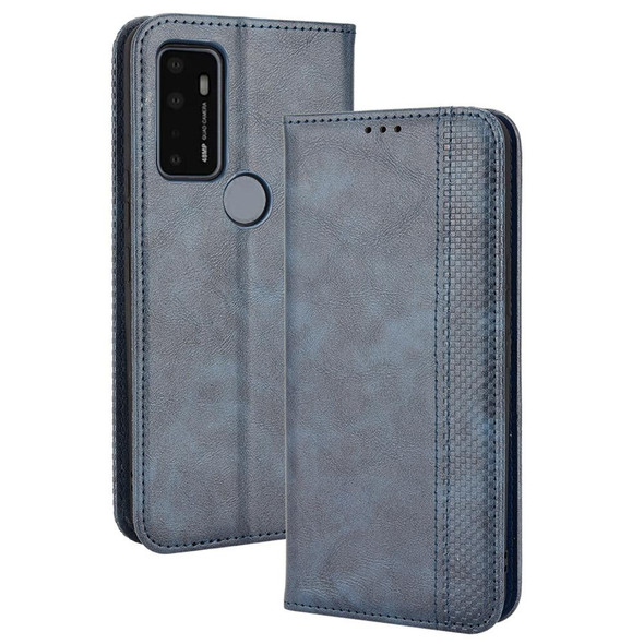 AT&T Fusion 5G Magnetic Buckle Retro Texture Leatherette Phone Case(Blue)
