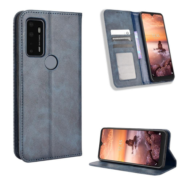 AT&T Fusion 5G Magnetic Buckle Retro Texture Leatherette Phone Case(Blue)