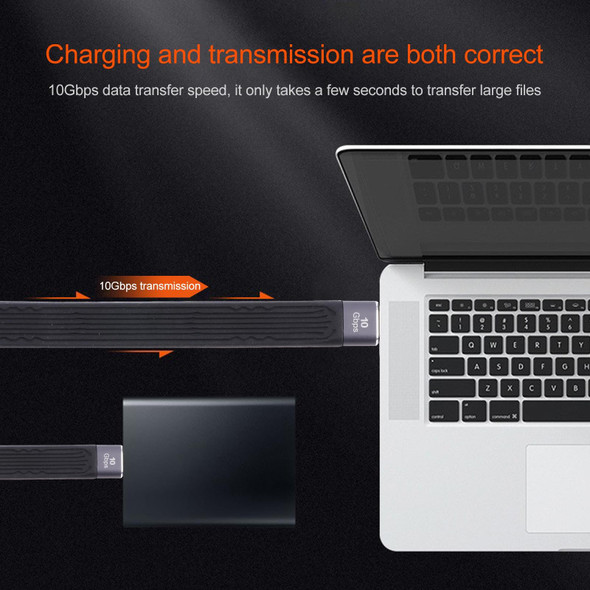 10Gbps Double USB-C / Type-C Soft Flat Data Transmission Fast Charging Cable