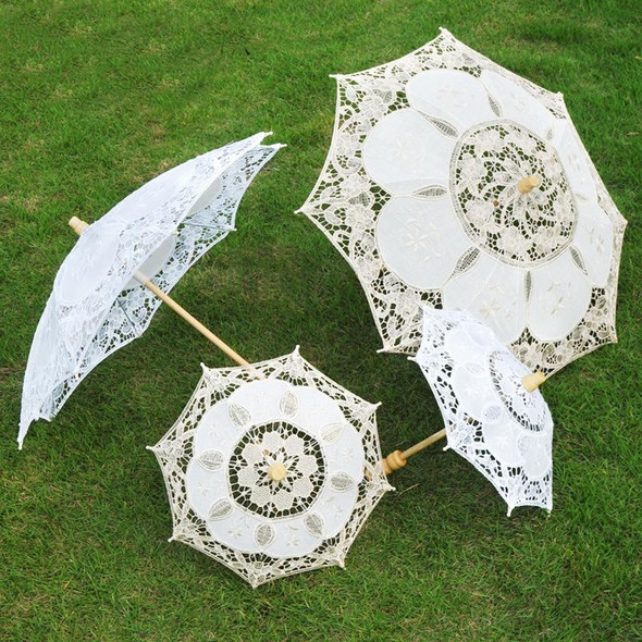 Wedding Bridal Lace Umbrella Shooting Props Wedding Supplies, Size: Length 43/Diameter 45cm(White)