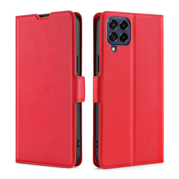Samsung Galaxy M53 5G Ultra-thin Voltage Side Buckle Horizontal Flip Leather Phone Case(Red)
